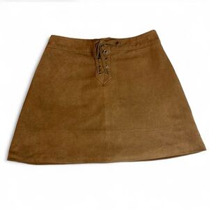 Abercrombie and Fitch Brown Faux Suede Mini Skirt Lace-up Front Size 2